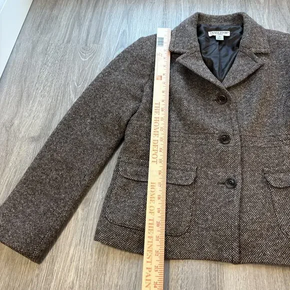 Pendleton Women’s 10 Brown 100% Virgin Wool Blazer Tweed Jacket Academia - Picture 5 of 9